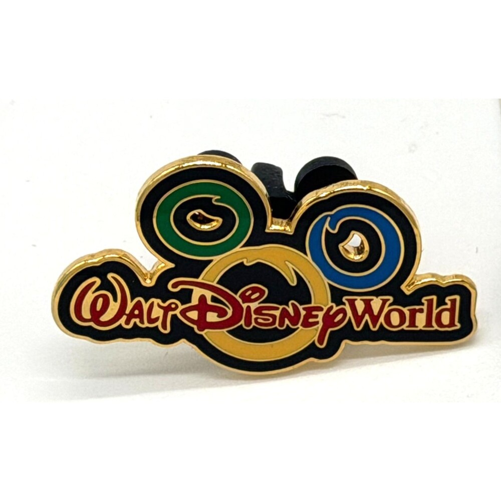 Disney Pin Walt Disney World WDW Logo Mickey Mouse Ears Blue Green Yellow